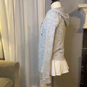 Tommy Hilfiger Grey Hoodie with White Back Ruffle Hem